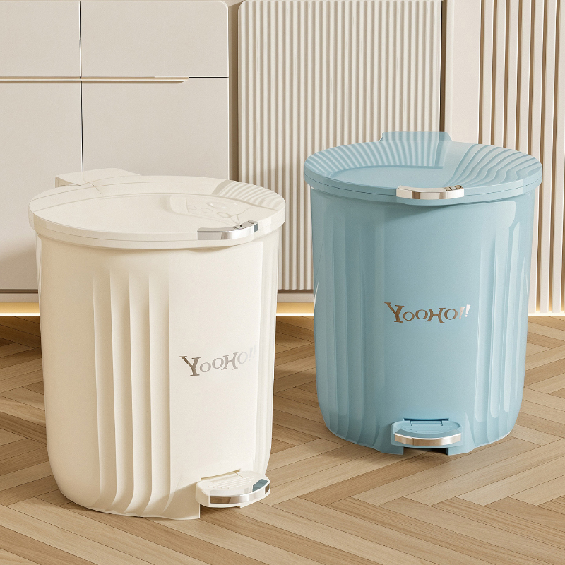 Commercial Kitchen Trash Can - 1Pcs Large-Capacity round Foot Pedal Trash