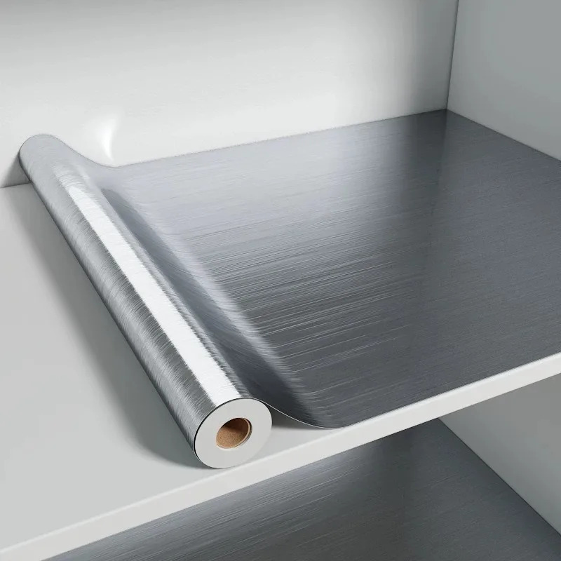 Commercial Kitchen Wall - PVC Stainless Brushed Silver Removable Wallpaper