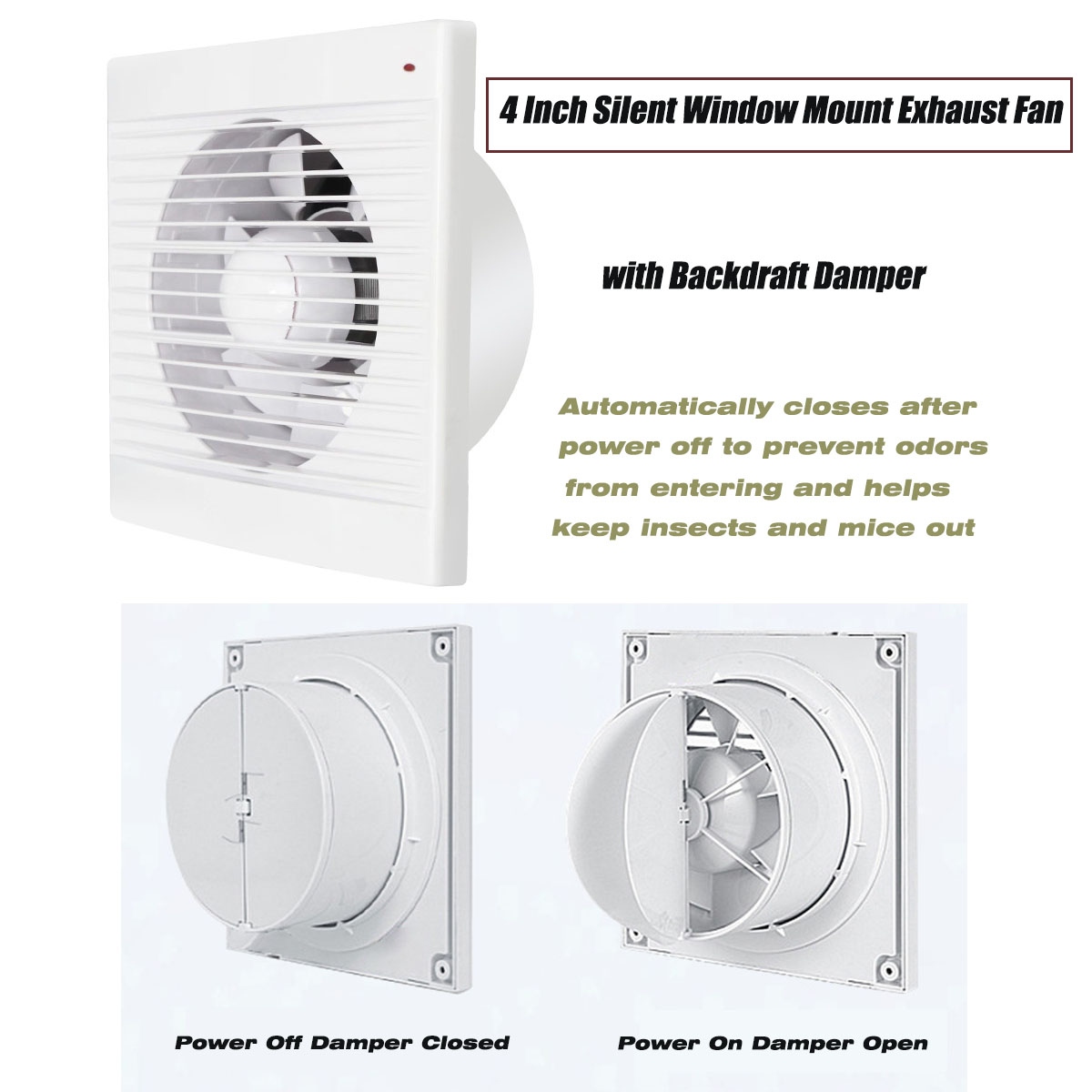Commercial Kitchen Ventilation - 4 Inch Silent Window Mount Exhaust