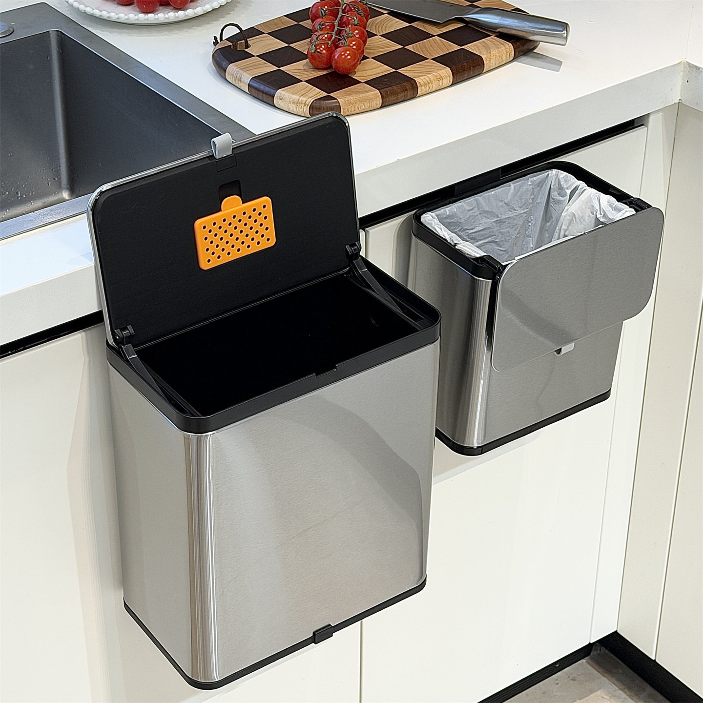 Commercial Kitchen Trash Can - Stainless Steel Hanging Kitchen Trash Cans
