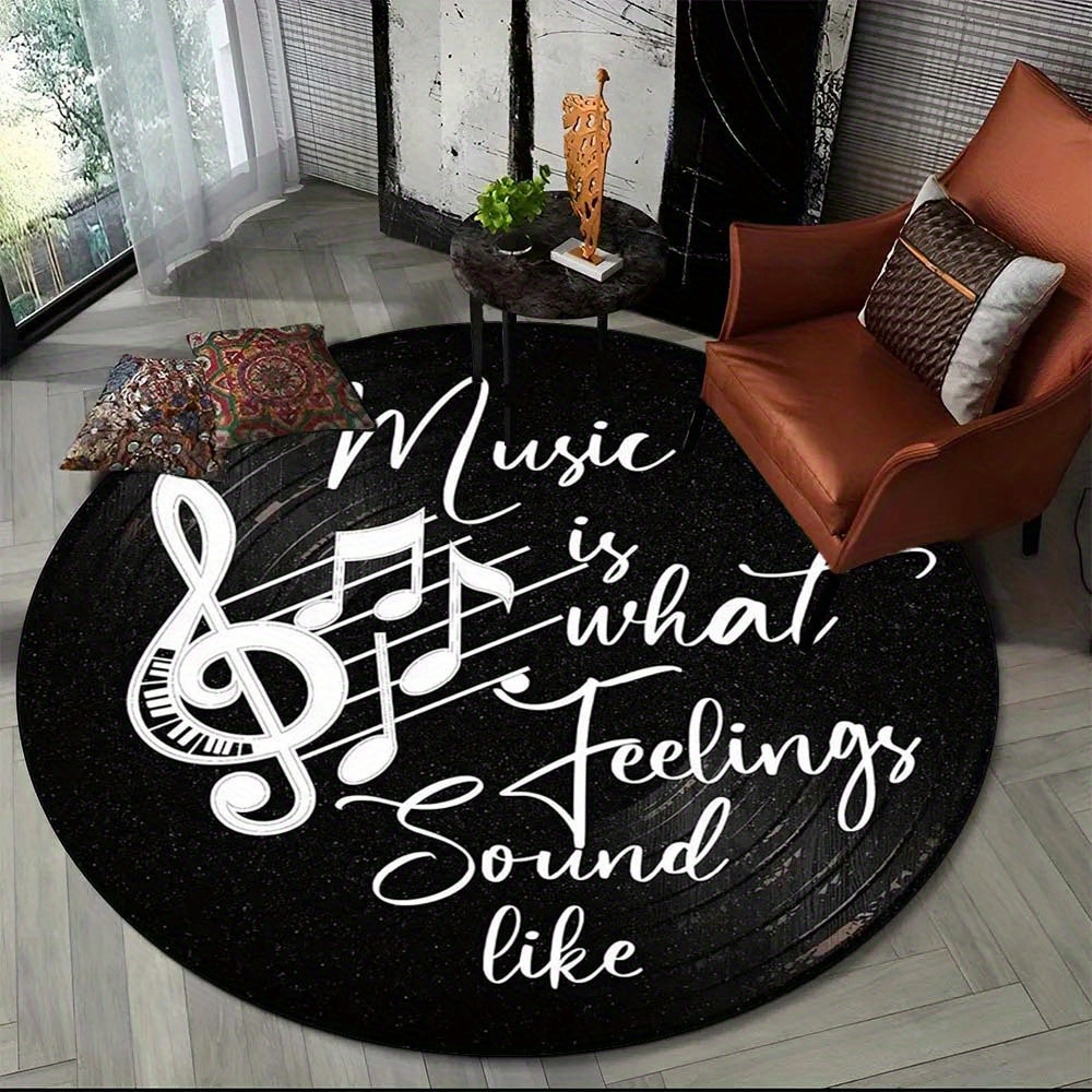 Commercial Kitchen Vinyl - Music Vinyl Record Pattern Round Rug,Non