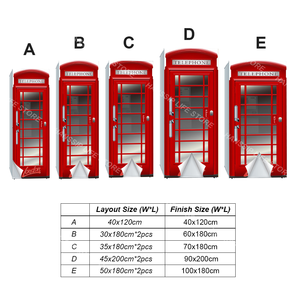 Retro Phone Booth Printed Refr - огляд і ціна Commercial Kitchen Wall