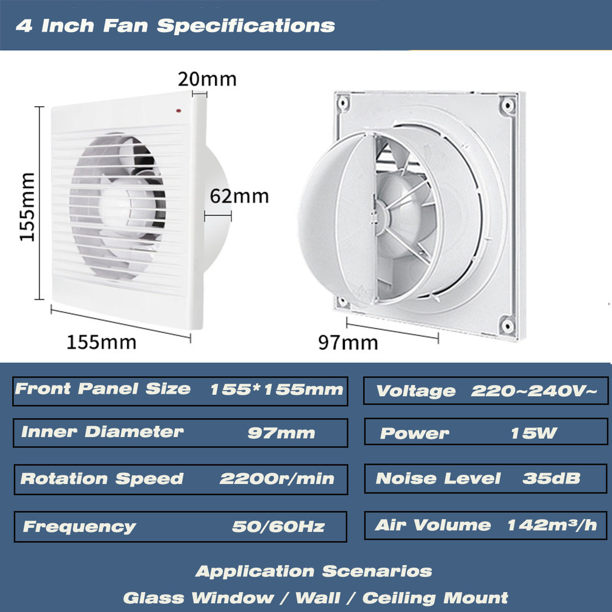 4 Inch Silent Window Mount Exh - огляд і ціна Commercial Kitchen Ventilation