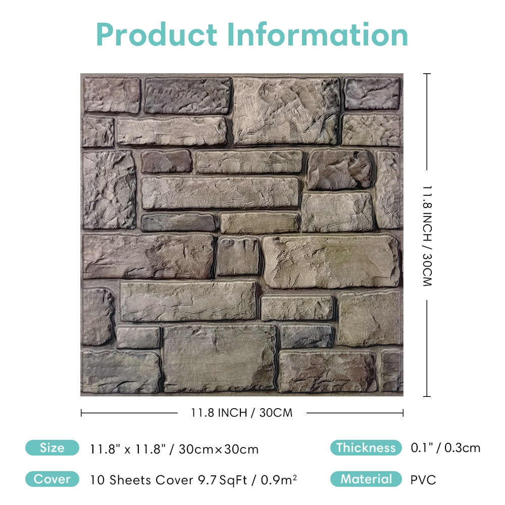 10pcs 3D Faux Stone Peel and S - огляд і ціна Commercial Kitchen Wall